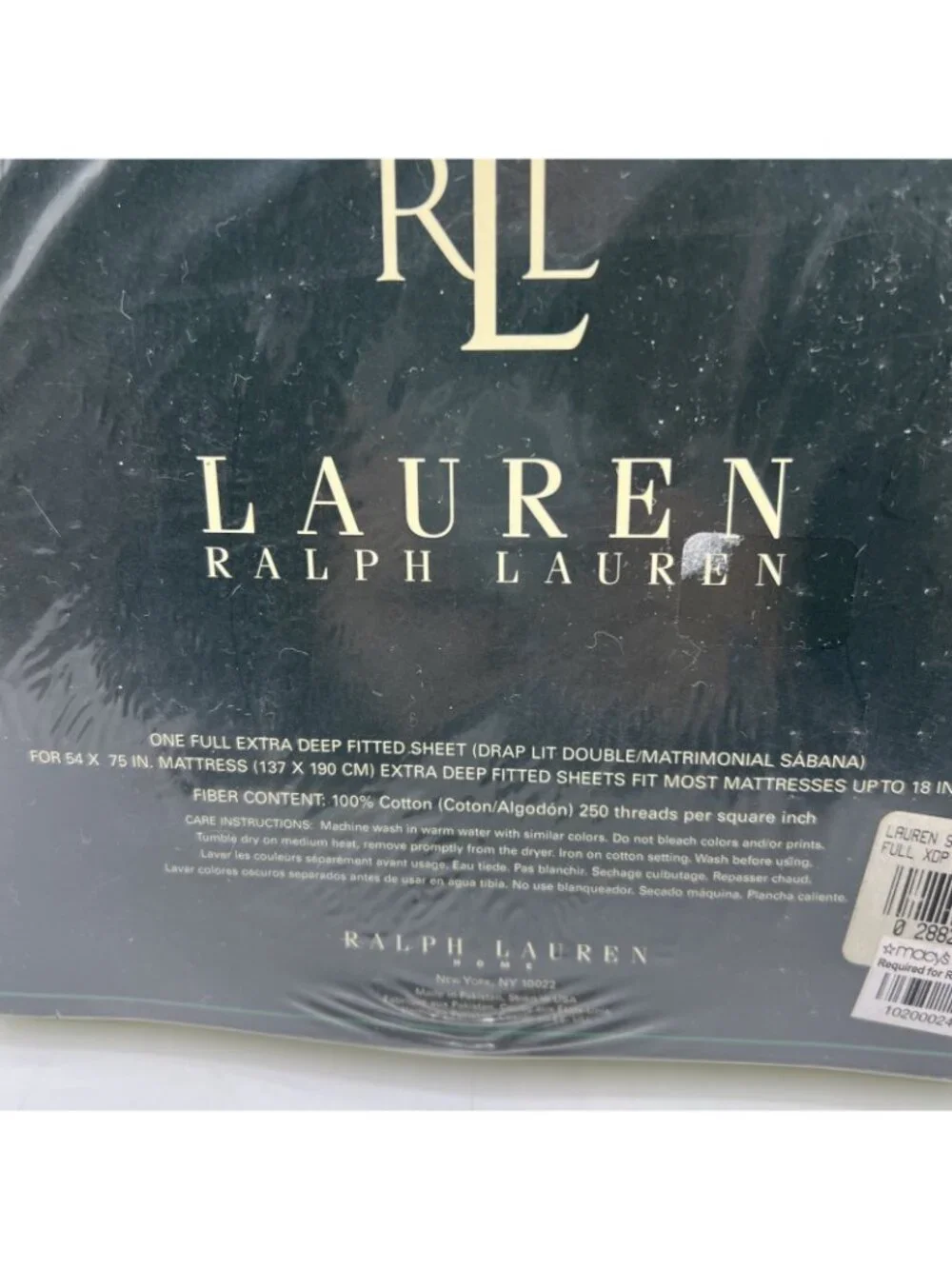 Ralph Lauren Full Fitted Sheet Extra Deep Honey Dew Green Cotton